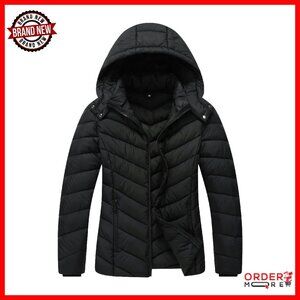 Lightweight Quilted Down Coat Waterproof Windproof Removable Hood Winter Jacket